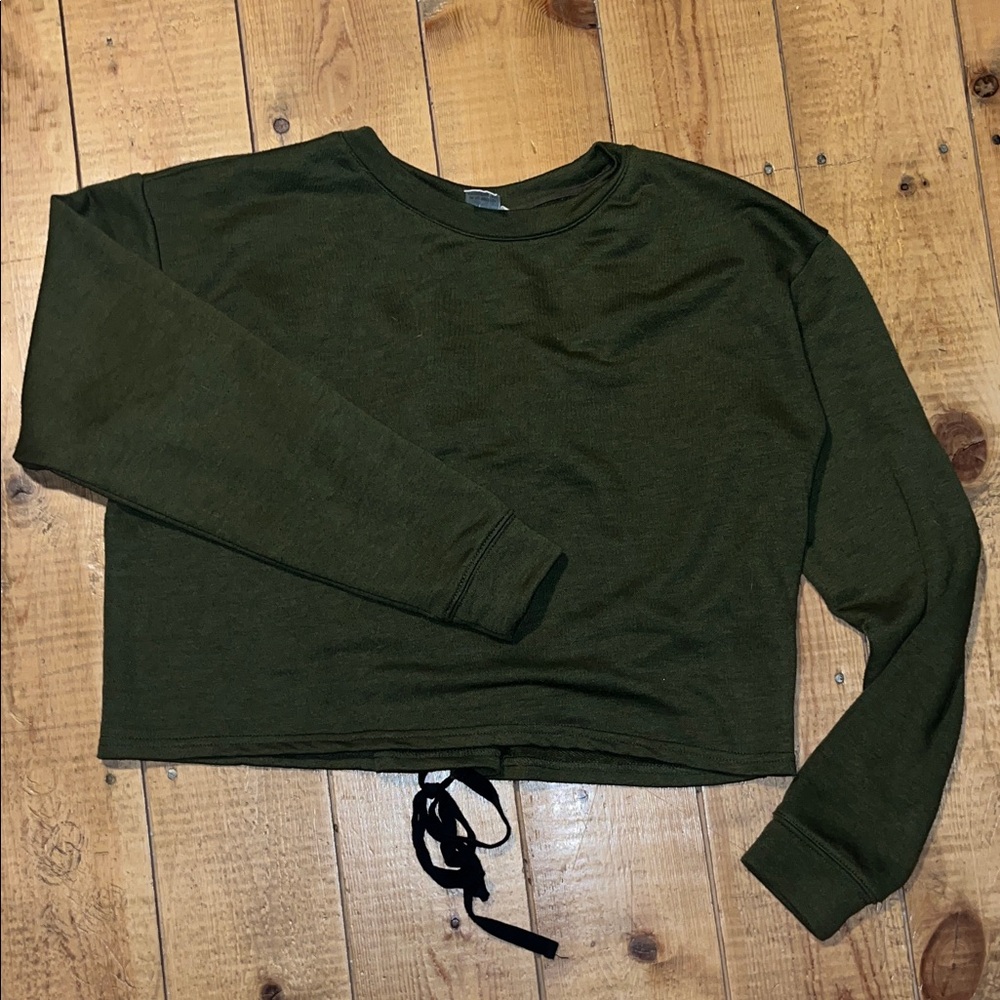Olive Green Cropped Sweatshirt